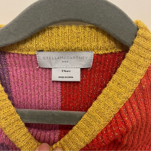 COPY - NWOT Stella McCartney Kids Metallic Knit Rainbow Striped Set 3T - Picture 6 of 6